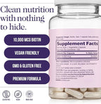 NAKED Biotin 10,000mcg - Max Strength Vitamin B7 Supplement for Healthy Hair, Skin & Nails Support - Non-GMO, Gluten-Free, Vegan - Supports Keratin Production - 120 Capsules