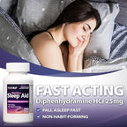 HealthA2Z Sleep Aid, Diphenhydramine HCl 25mg Softgels, Supports Deeper, Restful Sleeping, Non Habit-Forming (250 Softgels)