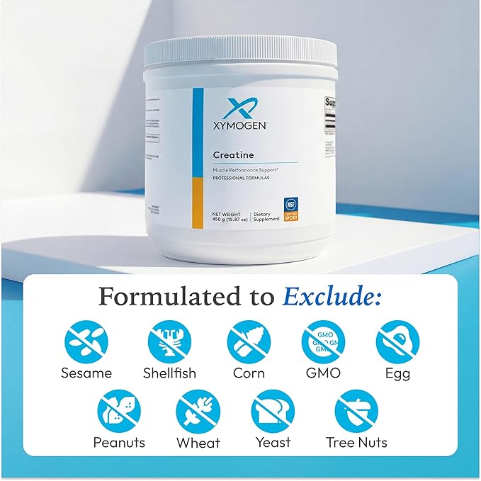 XYMOGEN Creatine - Creatine Powder for Muscle Support - Daily Supplement for Strength, Stamina & Lean Muscle Mass - Unflavored Powder - Gluten-Free & Dairy-Free - 90 Servings