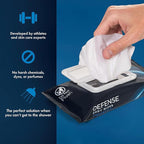 Defense Soap All Natural Body Wipes with Tea Tree Oil | Wrestling, Combat, Camping, Gym, Post Workout Shower Wipes for Men and Women. 40 Count (Pack of 3)