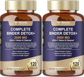 2Pack 2000MG Complete Binder Detox+ Activated Charcoal, Zeolite, Bentonite Clay, NAC, Milk Thistle, Probiotic, All-in-1 Detox & Cleanse Supplement, Liver & Gut Support, 240 Capsules
