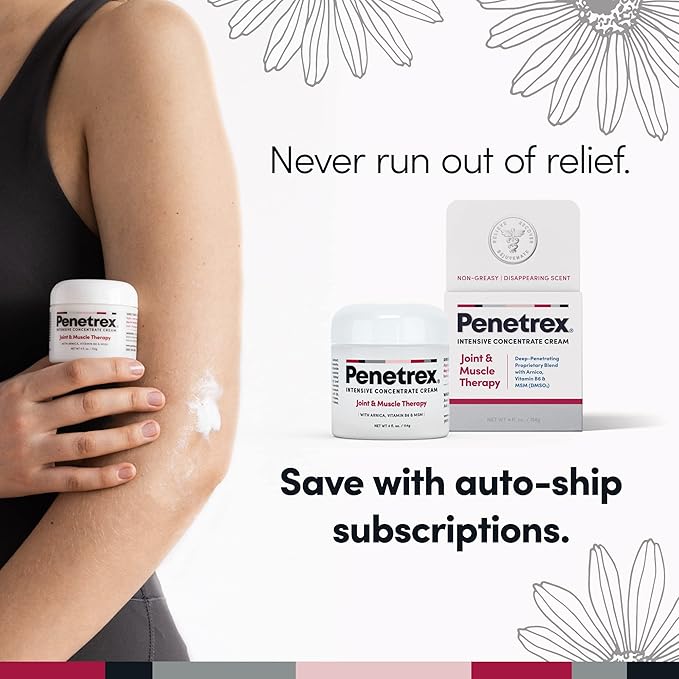 Penetrex Joint & Muscle Care - Soothing Massage Cream - Premium Whole Body Rub with Arnica, Vitamin B6 MSM & Boswellia - Non-Greasy 4oz Cream