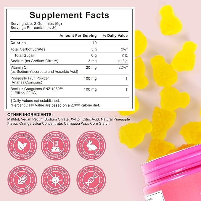 Premium Vaginal Probiotics Feminine Gummies - Vaginal Health Supplements Feminine Gummies for Women PH Balance,Immune Support & Gut Health, Pineapple Flavor Gluten-Free