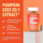 Pumpkin Seed Oil Gummies for Bladder and Urinary Tract Support - 200mg Pumpkin Seed Extract Per Serving - Vegan, Non-GMO, Gluten-Free - Sugar Free Pumpkin Seed Gummies - Orange Flavor, 60 Servings