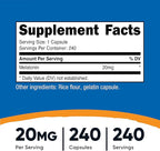 Nutricost Melatonin 20mg, 240 Capsules, Non-GMO & Gluten Free (Pack of 2)