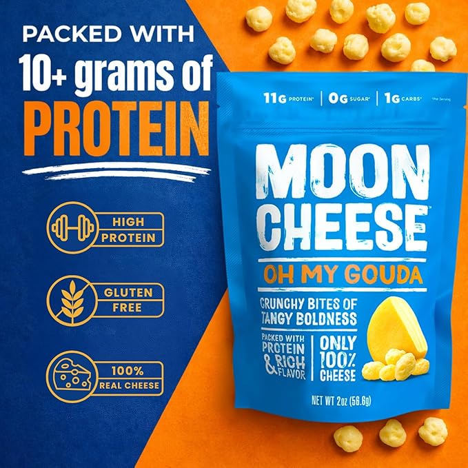 Moon Cheese Oh My Gouda Cheese Bites, 1 Ounce, 12-Pack, Crunchy, Packed With Protein & Calcium, Keto, Gluten Free