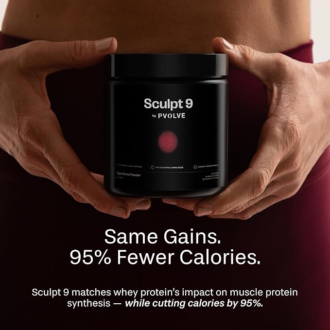 PVOLVE Sculpt 9 EAA & BCAA Powder for Women | Very Berry Flavor | Essential Amino Acids Supplement for Lean Muscle, Recovery & Strength | Non-GMO