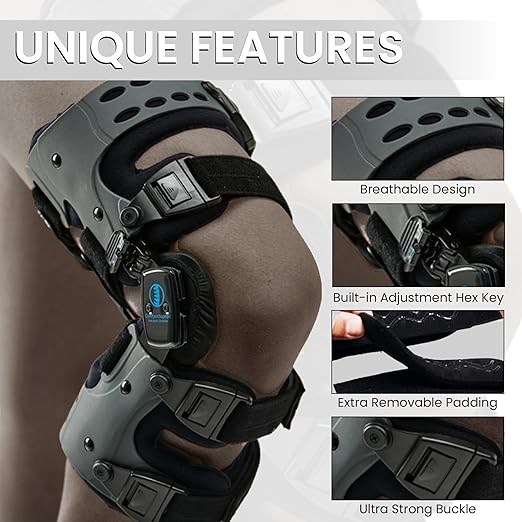 Comfyorthopedic UPGRADED Single Side OA Medial Unloader Knee Brace for Men and Women Osteoarthritis & Arthritis Pain Support, Bone on Bone Joint Offloader L1851 L1843 Built-in Hex Key, Fits Up To 32in Plus Size Thigh Left