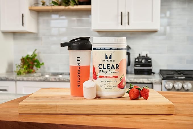 Myprotein Clear Whey Isolate Protein Powder, 20 Servings (1.1lbs) Strawberry, 20g Protein per Serving, Naturally Flavored Drink Mix, Daily Protein Intake for Superior Performance