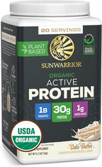 Sunwarrior Organic Plant Based Protein Powder | Vegan Organic Protein Powder with BCAA Amino Acids Plus Recovery Minerals & Botanicals | Non-GMO Soy Dairy & Gluten Free (Cake Batter, 20 Servings)
