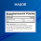 MAJOR Oyster Shell Calcium 500mg - Daily Dietary Supplement for Bone Health and Joint Support, Mineral Supplement for Men and Women, Gluten-Free - 1000 Tablets (4 Pack)