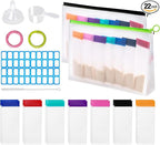 Protein Powder Travel Container Set, Reusable Powder Supplement Container To Go Includes 14 Single-Dose Bags and 2 Large Zip Bags, BPA-free Protein Powder Container for Workout, Fitness, Travel