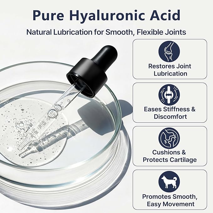 Hyaluronic Acid for Dogs – Liquid Joint Supplement for Dogs Supporting Mobility, Cartilage & Flexibility – Dog Joint Supplement for Joints, Skin, Coat & Eye Hydration – Pure, High-Molecular HA Drops