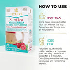 Hyleys Slim Tea Cranberry Flavor - Weight Loss Herbal Supplement Cleanse and Detox - 25 Tea Bags (1 Pack)