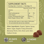 HERBAMAMA Ashwagandha Gummies - 2000mg Pure Ashwagandha Root with Black Pepper for Calm & Mood Support - Vegan, Non-GMO Calming Supplements for Adults - 90 Pectin-Based Banana-Flavored Chews