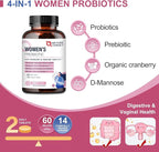 NATURE TARGET Probiotics-for-Women with Prebiotics, Cranberry and D-Mannose, 60-Billion-CFUs, Women's Probiotic for Digestive Health/Gut Health/Immune Booster