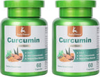 JulyDeer Curcumin Turmeric Complex 2 Bottles with Celery Seed, Sour Cherry, Frankincense Extract, Glucosamine, 95% Curcuminoids for Joint Health, Antioxidant, Immunity Support - 120 Capsules