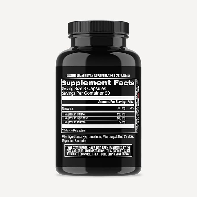 Jocko Fuel Magnesium Complex Supplement - Magnesium Glycinate, Citrate, & Taurate Capsules Dietary Supplement for Muscle Recovery & Relaxation, Heart, Nerve, Bone Support, & Sleep 30-Day Supply