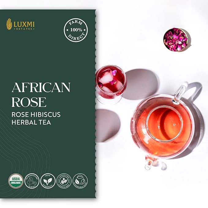 Luxmi Estates - Tea Set - Energy and Balance - 4 Packs with Organic Green, Jasmine, Ashwagandha and Hibiscus Rose Tea