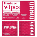 Muun Feminine Wipes Flushable Bulk - 120 Counts, Individual Vaginal Wipes Ph Balance, Anti Itch Deodorant Hygiene Wrapped Personal Cleansing - Wet Wipes for Intimate, Butt