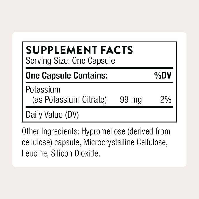 THORNE - Potassium Citrate - Essential Electrolyte Supplement for Muscle Function, Heart Health, Nerve Function & Urinary Tract Health Support* - Third-Party Certified - Gluten-Free - 90 Capsules
