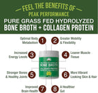 Peak Performance Hydrolyzed Bone Broth + Collagen Unflavored Protein Peptides Powder - Contains All Collagen Types: 1, 2, and 3 - Pure Pasture Raised Grass Fed, Paleo Friendly, Gluten + Dairy Free