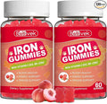 2 Pack Iron Supplement Gummies for Women & Men - Iron Gummies with Folate Vitamin C B12 B6 Zinc, Peach Flavor, Vegan 120 Gummies