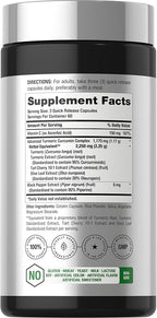 Horbäach Turmeric Curcumin Supplement | 180 Capsules | with Black Pepper & Tart Cherry | Non-GMO & Gluten Free