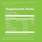 UpNourish Liposomal Vitamin D3 50000 IU (Vitamina D3 de 50000) with 1000 mcg Vitamin K, High Dose Vitamin D3 K2, Vitamin D 50000 IU with K1, K2 MK-4 and MK-7, 120 Mini Softgels