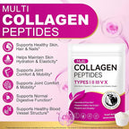 Multi Collagen Peptides Powder, 1lb – Types I, II, III, V, X | Hydrolyzed Collagen with Biotin, Vitamin C, Hyaluronic Acid, Keratin & Elastin | Supports Skin Hair Nail & Joint, Grass-Fed