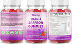 Saffron Supplement Gummies for Kids & Adults Supports Antioxidant Function with Ashwagandha, L-Theanine, Rhodiola Rosea, Lemon Balm, Vitamin D3, B6, Magnesium & Zinc – Raspberry Flavor, 60 Count