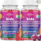2 Pack Kids Magnesium Glycinate Gummies - Magnesium Gummies with L-Theanine, Chamomile, Licorice, Vitamin B6, D for Kids & Adults Sleep, Stress, Muscle Relief & Nerve Bone - Sugar Free Grape