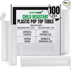Kopperko Travel Pill Bottle (116mm, 4.6 Inch 100-Pack) | Child Resistant Plastic Storage Tubes | Empty Pill Bottle for Spices | Airtight, UV Resistant & Waterproof (White Plastic)