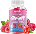 Collagen Peptide Gummies for Women & Men, Collagen Protein Type I,II,III,V,X with Biotin Vitamin C, D, Hydrolyzed Collagen Supplement for Skin, Hair, Nails, Raspberry Flavor, 60 Count