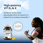 Metagenics Vitamin D3 + K - for Artery Health, Immune Support, Bone & Heart Health* - Vitamin D with MK-7 (Vitamin K2) - Non-GMO - Gluten-Free - 60 Softgels - 10,000 IU