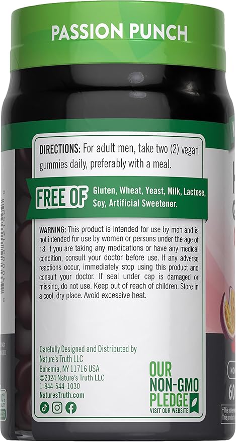 Nature's Truth Horny Goat Weed Gummies | 60 Count | with Maca Root | Vegan, Non-GMO & Gluten Free Supplement for Men | Passion Punch Flavor