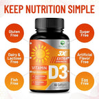 Vitamin D-3 5000 IU (125 mcg) Per Serving Softgels - Extra Strength Vitamins D Dietary Supplement for Bone, Teeth, Muscle Health & Immune Support, Rapid Absorbtion USA Bottled, Gluten Free - 60 Count