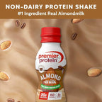 Premier Protein Non-Dairy Plant Based Almondmilk Protein Shake, Coffee with Caffeine for Energy – 20g Protein, 5g Sugar, 11.5 Fl oz, 12 Count