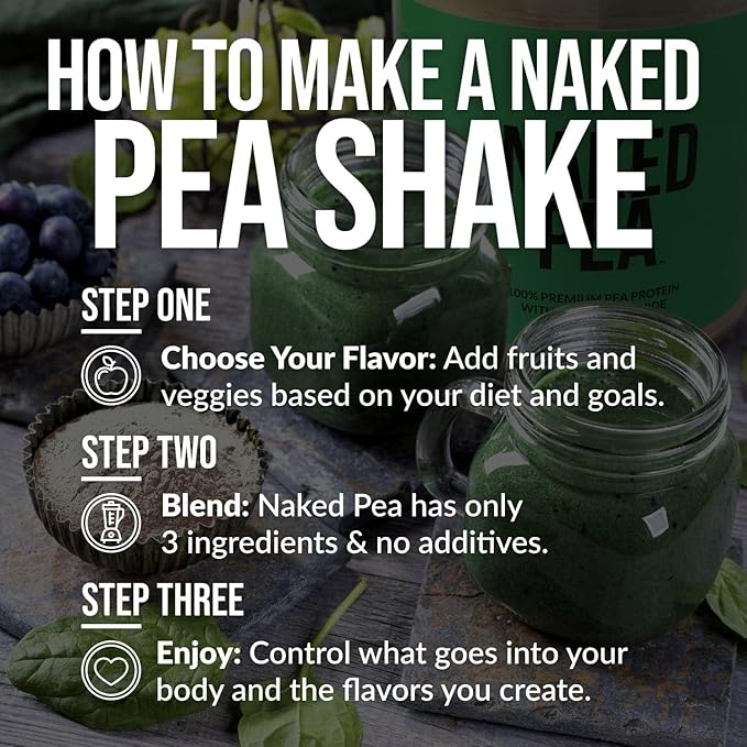 NAKED Vanilla Pea Protein Isolate from North American Farms, Only 3 Ingredients, Vanilla Vegan Protein, NSF Certified, Gluten-Free, Soy Free, GMO Free - 2LB