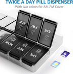 Mossime XL Large Daily Pill Organizer 2 Times a Day, Extra 7 Day Pill Box Am Pm, Weekly Day Night Vitamin Holder, Medicine Organizer, Big Pill Container, Medication Dispenser 14 Compartments