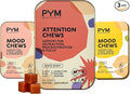 PYM Mood & Focus Chews Variety Pack, 60 Count | Berry & Citrus Mood Chews + Attention Chews | GABA, L-Theanine, L-Carnitine | Vegan, Non-GMO, Caffeine-Free