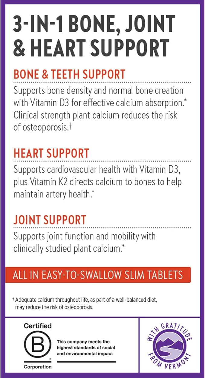 New Chapter Calcium Supplement - Bone Strength Plant-Based USDA Organic Calcium with Magnesium, Vitamin D3+K2, for Bone Health & Joint Mobility, Heart Support, 905 mg dose - 270 Slim Tablets