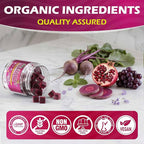 Organic Beet Root Gummies with L-Citrulline & L-Arginine, Nitric Oxide Supplements for Men and Women, Grape Seed, Pomegranate, Saffron for Circulation, Vâsculâr & Vitality, Vegan, Sugar Free, 120 Cts