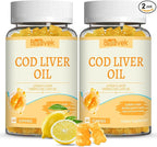 Cod Liver Oil Gummies 1000mg, for Adults & Kids with Omega-3 Vitamin A & D3, Fish Oil Supplement, Supports Eye Health, Brain Function & Bone Health, Sugar-Free, Non-GMO, Gluten-Free 120 Count