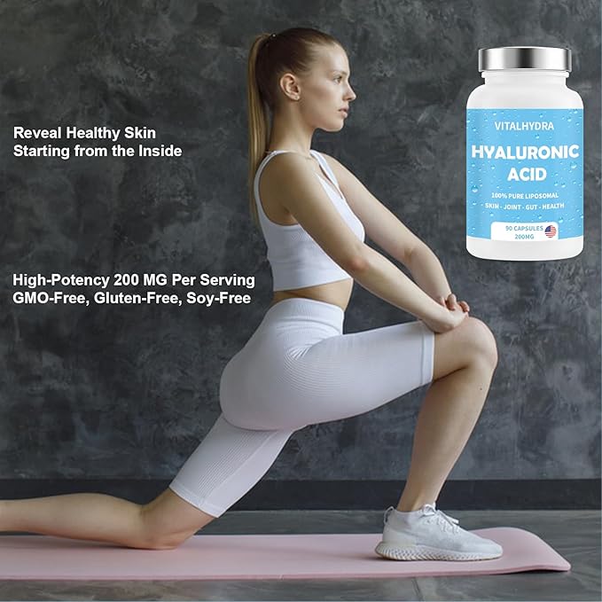 Hyaluronic Acid, Hyaluronic Acid Joint Supplements Capsules, Non-GMO and Gluten Free, 90 Capsules 200mg (1 PCS)
