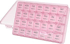 Lifewit Monthly Pill Organizer, 28 Day Pill Box, 4 Weeks One Month Vitamin Cases, Large Compartments Medicine Organizer for Fish Oils, Supplements, 28 Grids, Pink