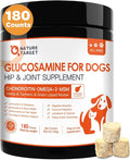 NATURE TARGET Glucosamine for Dogs - Hip and Joint Supplement for Dogs, 180 Crunchy Chews, Glucosamine Chondroitin, Omega-3, MSM, Turmeric for Pain Relief, Dog Joint Supplement Large & Small Breed