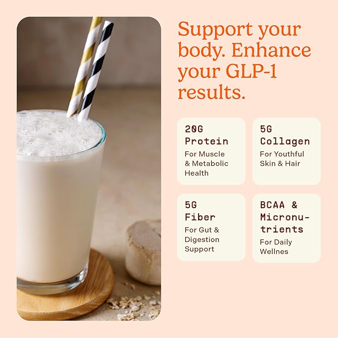 GLP-1 Nutritional Support Supplement, Vanilla 21.4oz – Protein & Vitamin Doctor-Designed Daily Shake for GLP1 Users with Fiber, Collagen & BCAAs, Helps Maintain Nutritional Balance, 2-Pack
