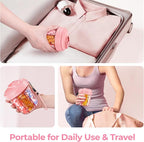 AUVON Large Pill Dispenser Can Store 7 Various Supplements, Travel Pill Organizer Bottle with Anti-Mix Design, Arthritis-friendly Pill Holder with Wide Opening & Slider Lid, Includes 20 Blank Stickers
