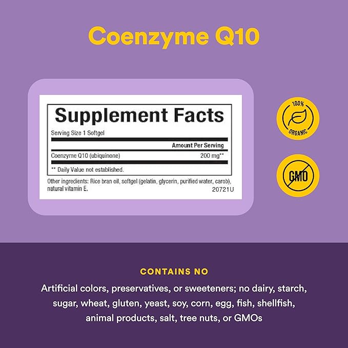 Natural Factors Coenzyme Q10 - Antioxidant Support Supplement Supports Cellular Energy Production - Better Absorption Aids Healthy Heart Function - 200 mg, 60 Softgels (60 Servings)
